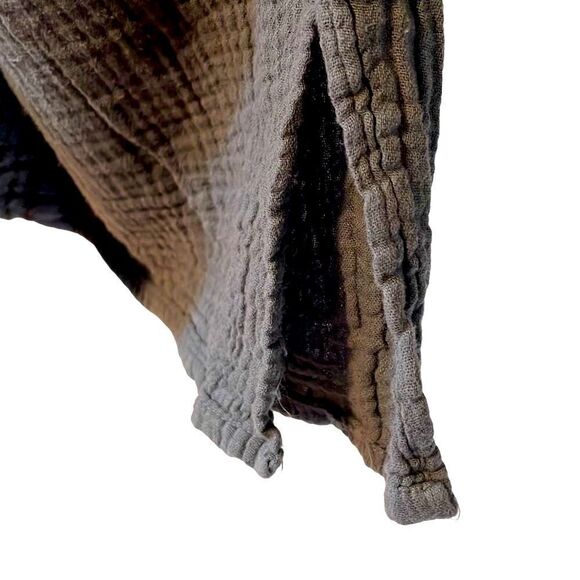 Bohemian lagen look textured crinkle double V-neck neutral tunic OS - Picture 7 of 8